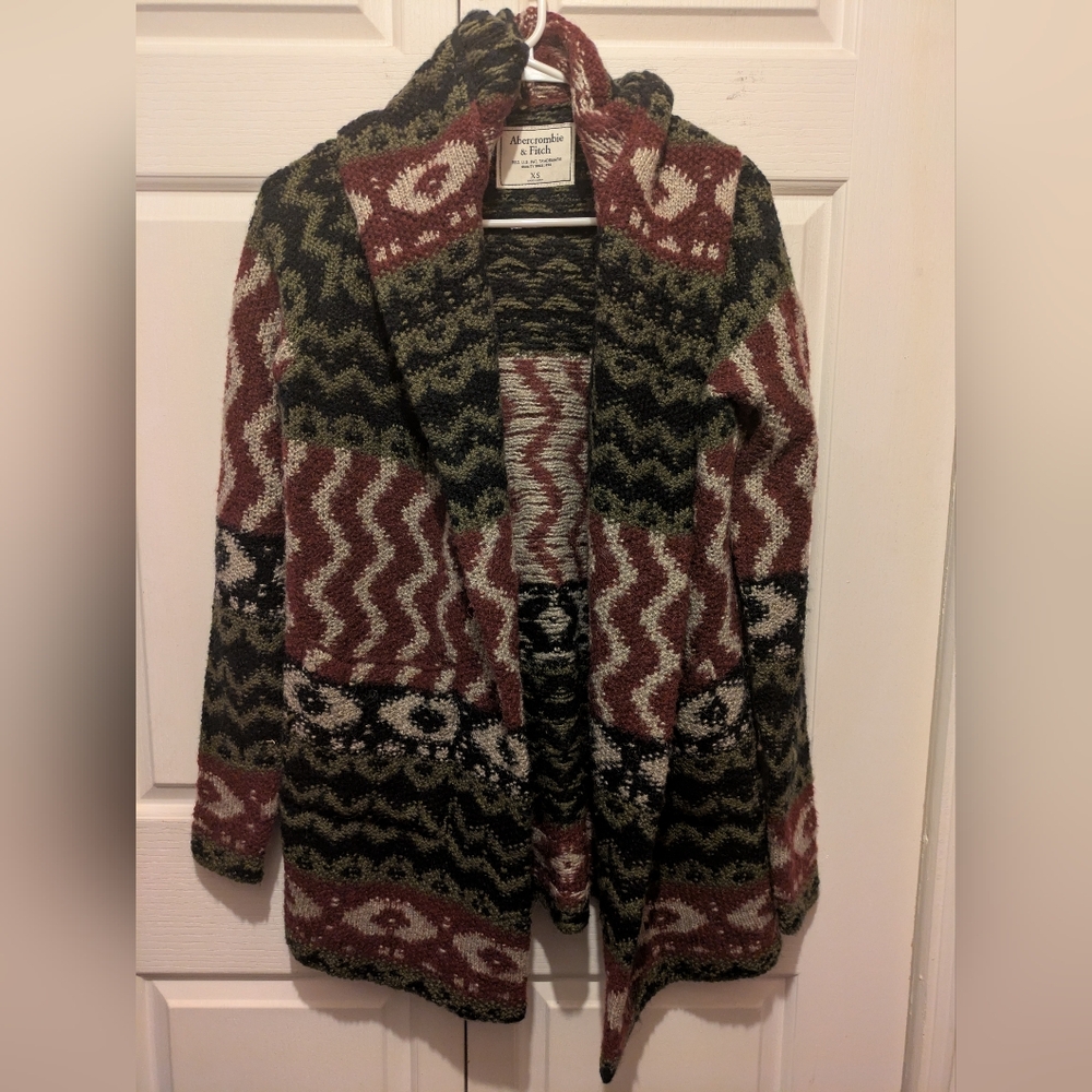 Vintage Y2K Abercrombie & Fitch Wool Knit Hooded Sweater XS Excellent Condition